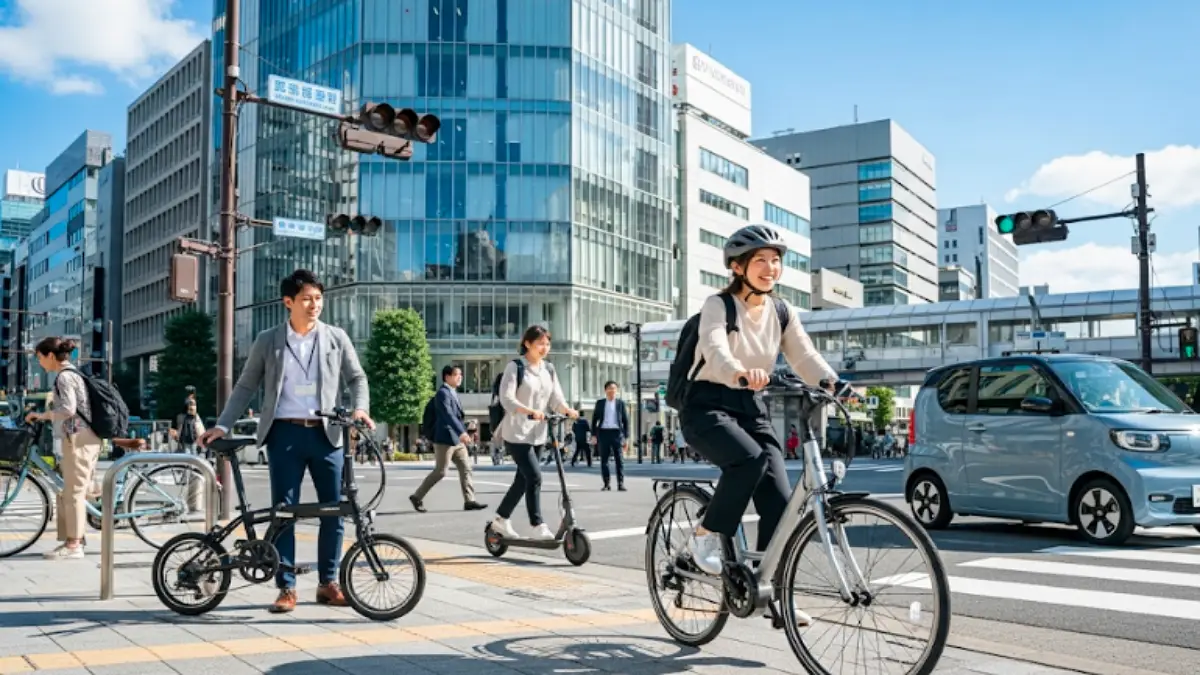 自転車の代わりになる最新モビリティ手段を都市部で利用する人々