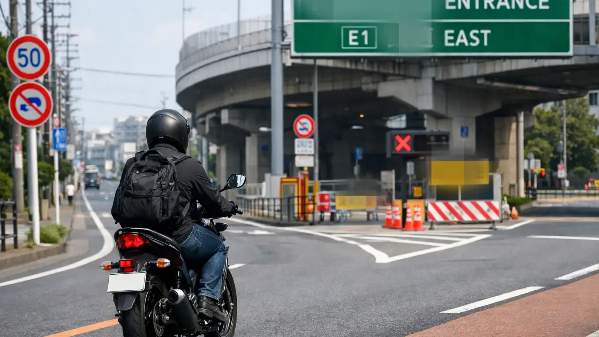 125ccバイクが一般道を走行している際の交通ルール解説イメージ