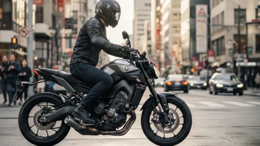 日本人ライダーが減速時にシフトダウンしている様子