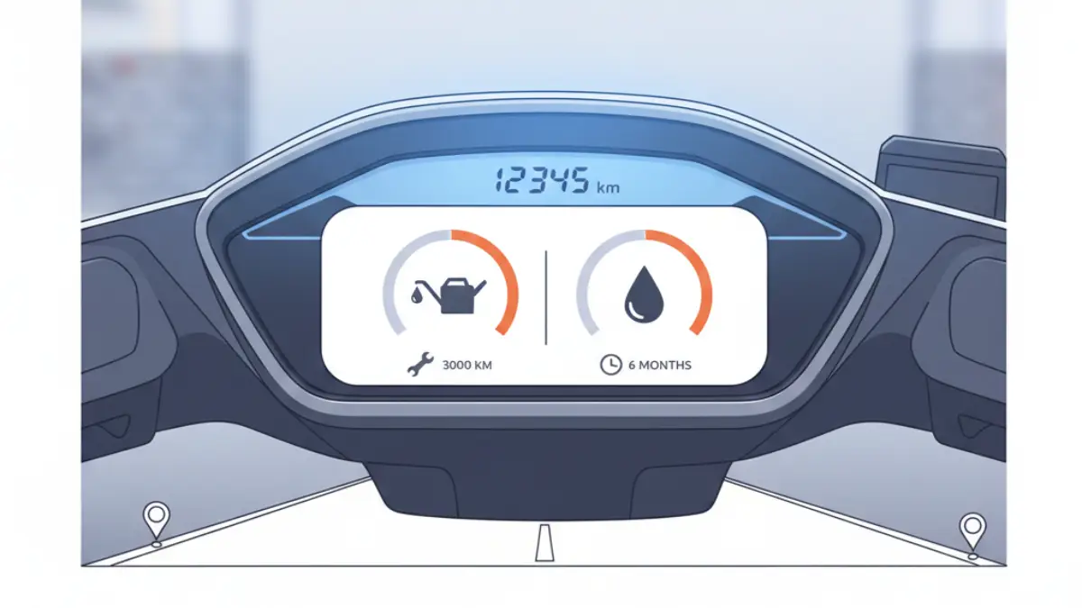 スクーターのオイル交換頻度を走行距離と期間で判断するイメージ