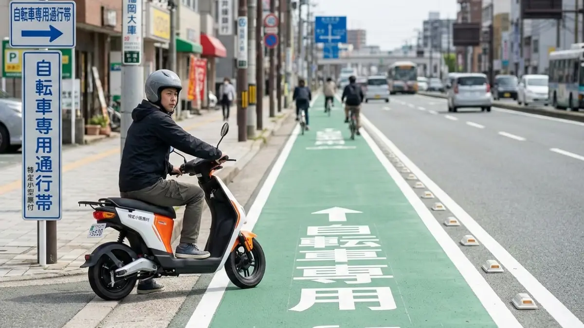 迷ったら押し歩きに切り替える 特定小型原付を押し歩きして歩行者として移動する場面