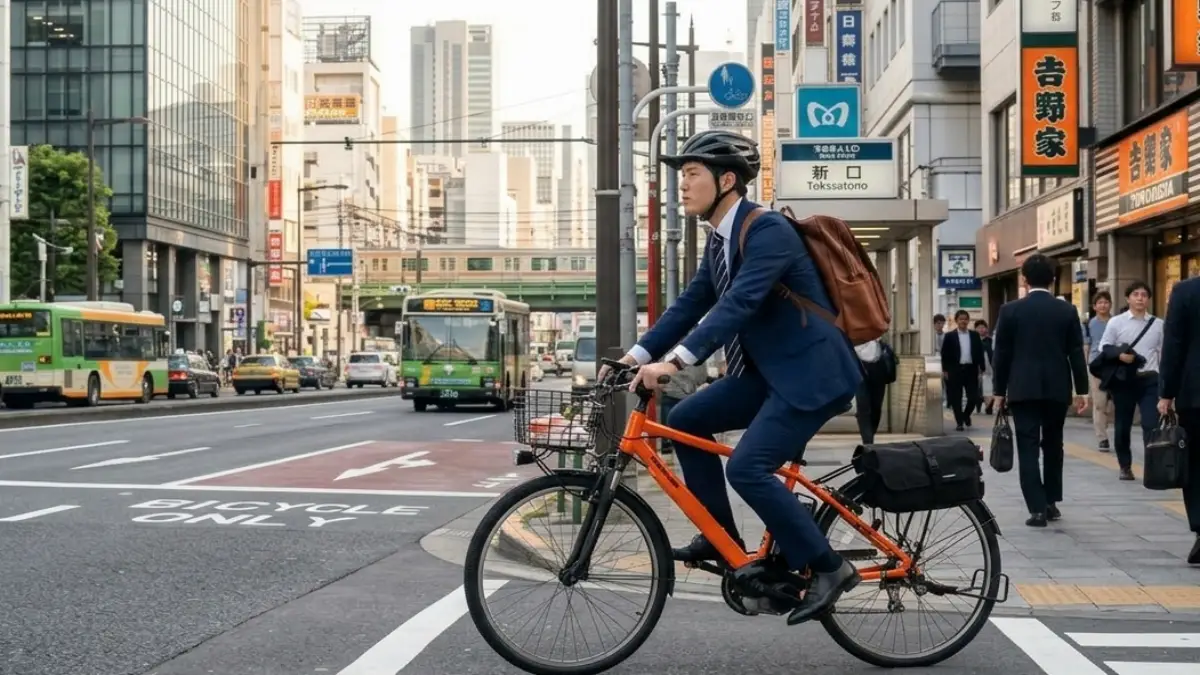 電動自転車 通勤イメージ パナソニック ジェッター ハリヤ 比較 通勤シーンで電動自転車を使う日本人