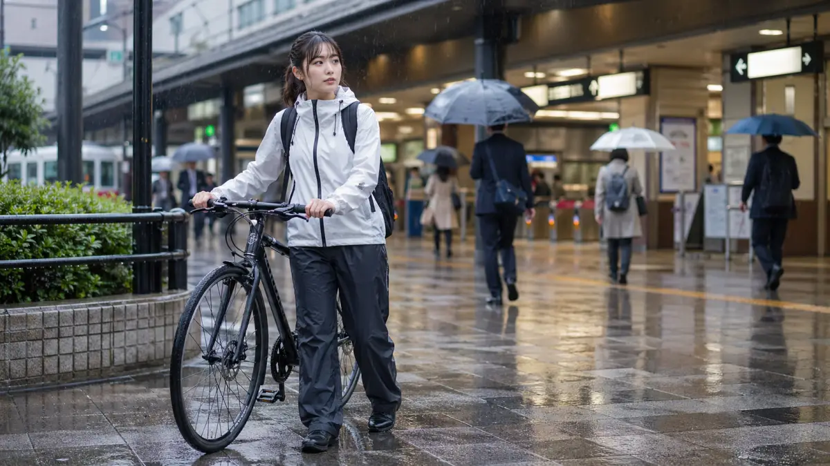 自転車 通勤 雨の日に電車へ切り替える判断をする日本人女性