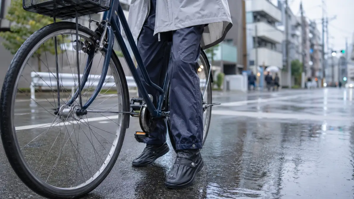 自転車 通勤 雨の日に靴を濡らさないシューズカバー対策